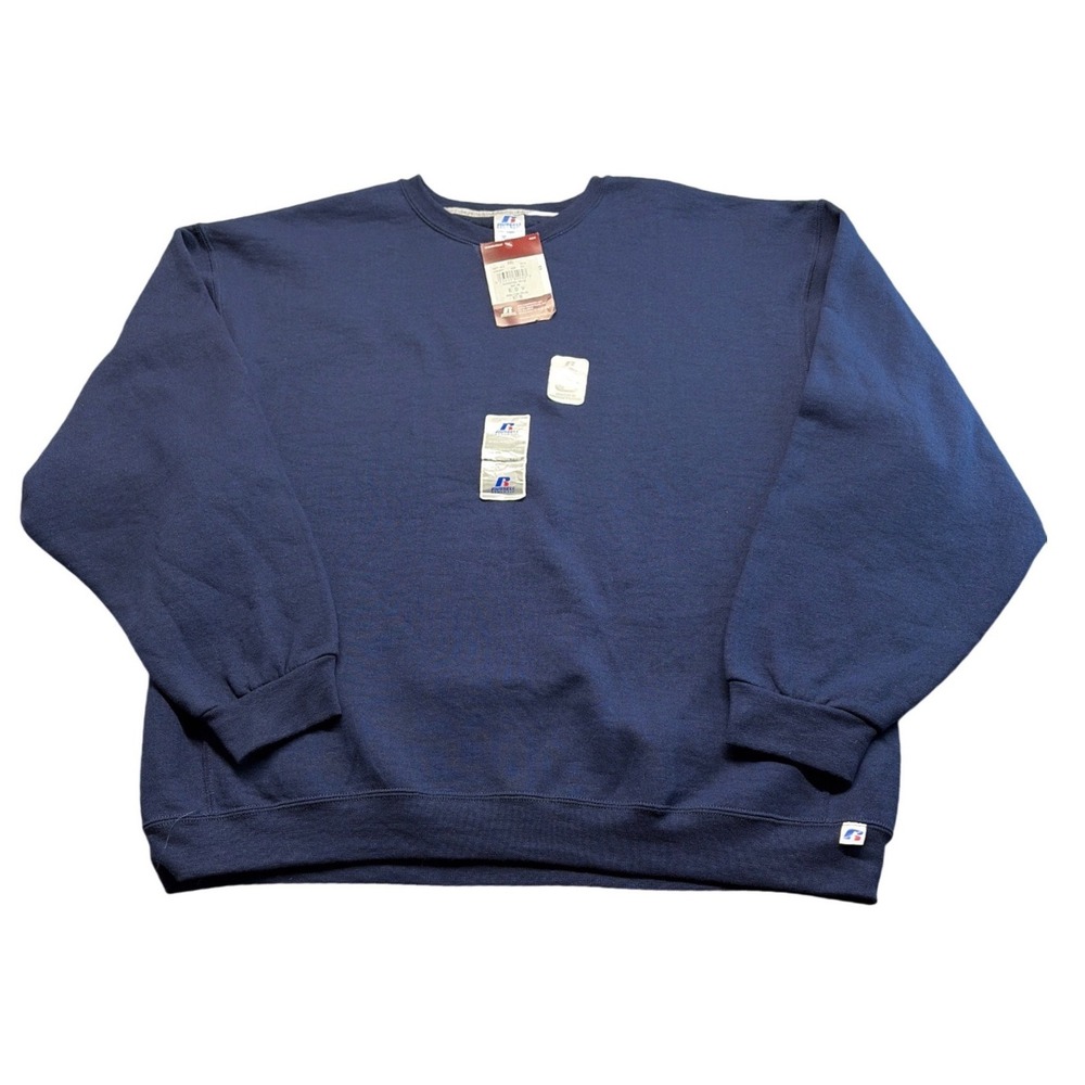 Russell Athletic Mens XXL Crewneck Sweatshirt Navy Blue Moisture Wicking NWT